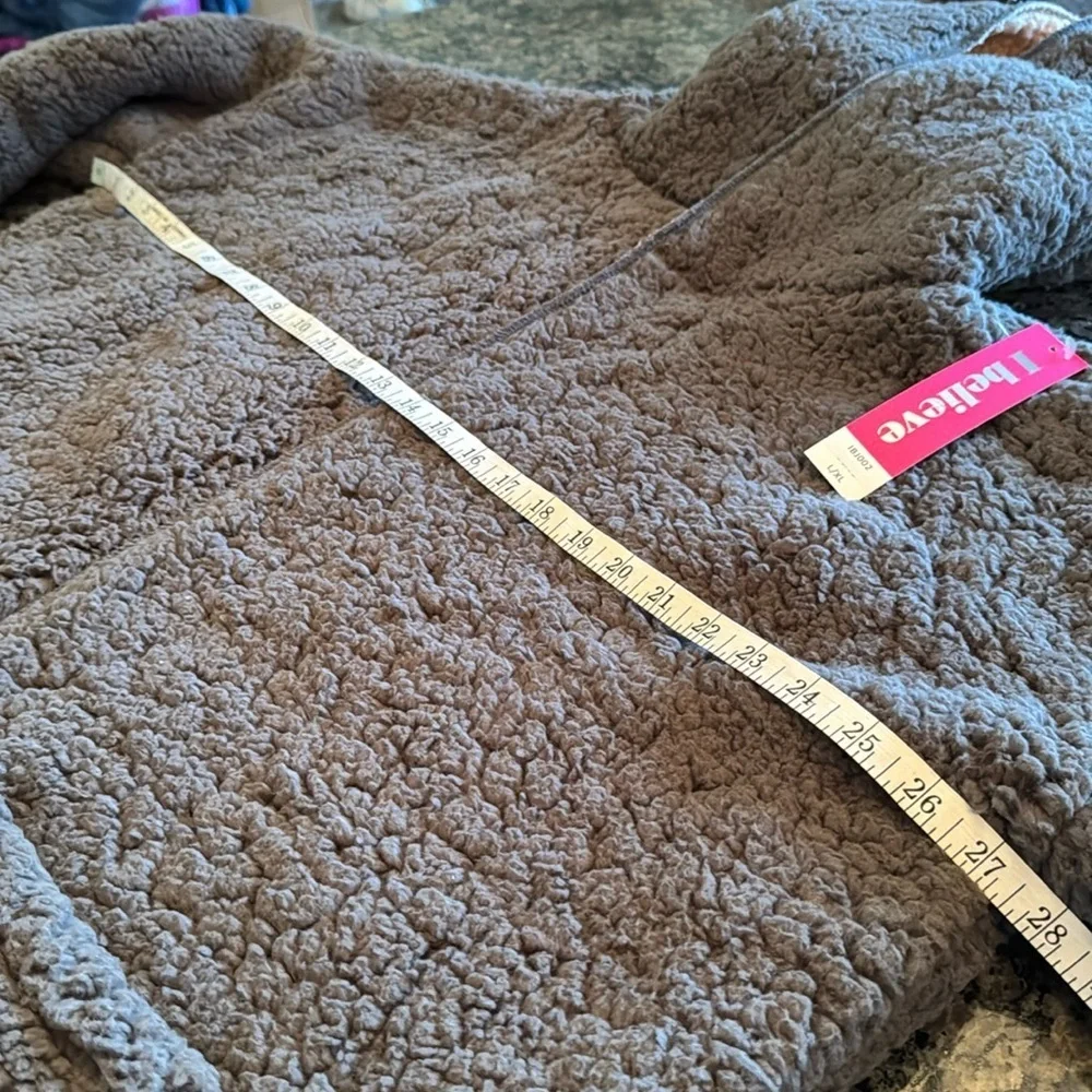 I Believe oversized warm and cozy hooded jacket shaket or sweater L/XL NWT